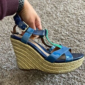 Sofft Blue & Teal Wedge Sandals